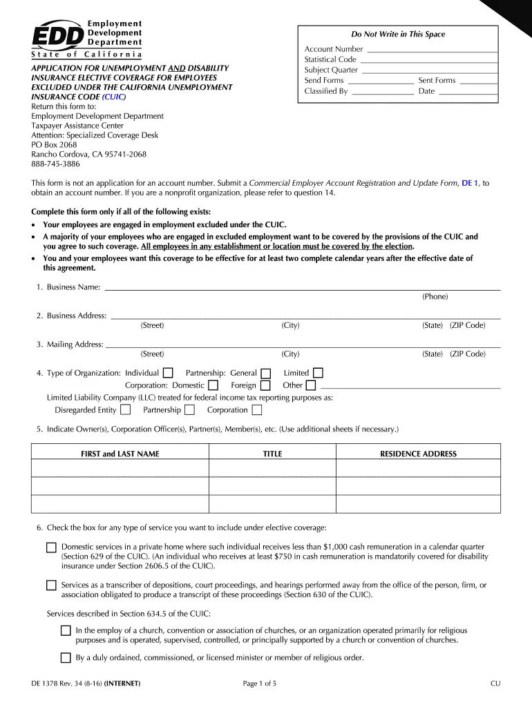 2005 Form CA EDD DE 1378 Fill Online, Printable, Fillable ...