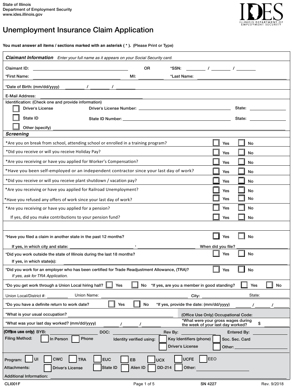 Form CLI001F (SN4227) Download Fillable PDF or Fill Online ...
