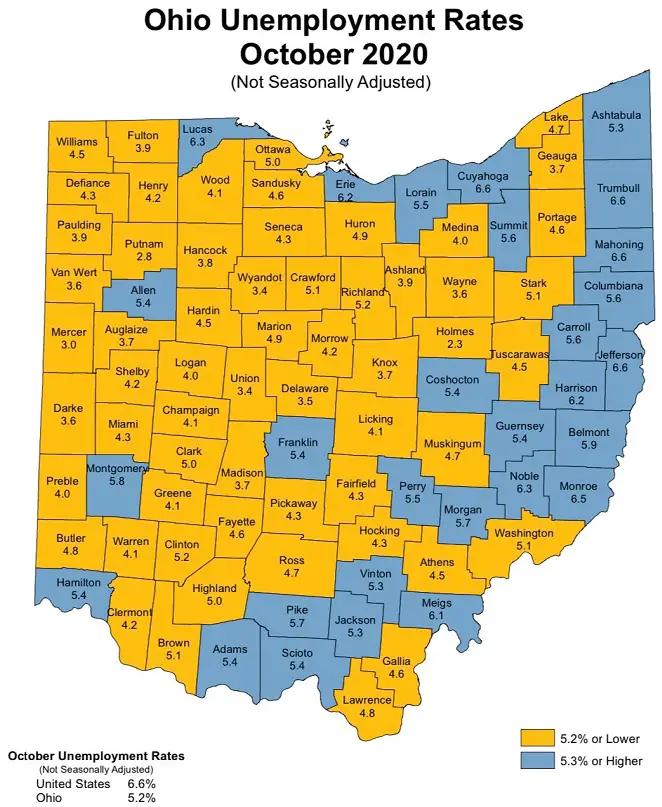Mercer County and Ohio Unemployment Rates Down for October 2020 ...