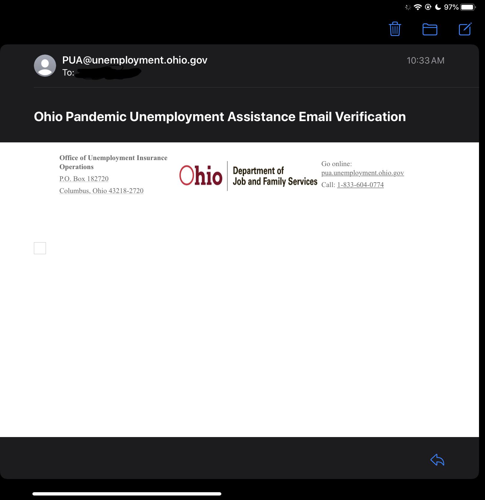 [OHIO] Issues with pandemic unemployment assistance. Need ...
