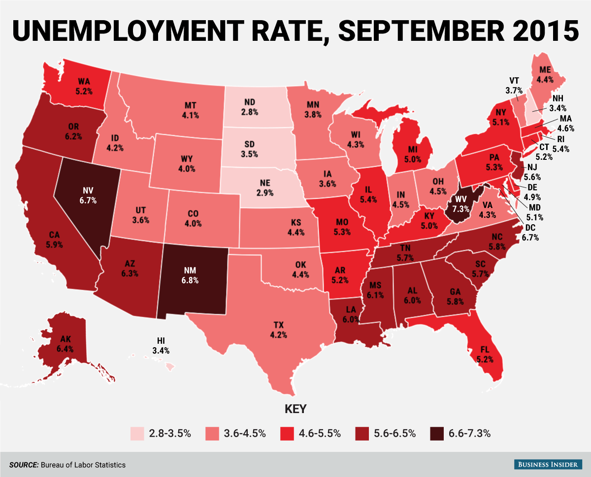 State unemployment rates, September 2015