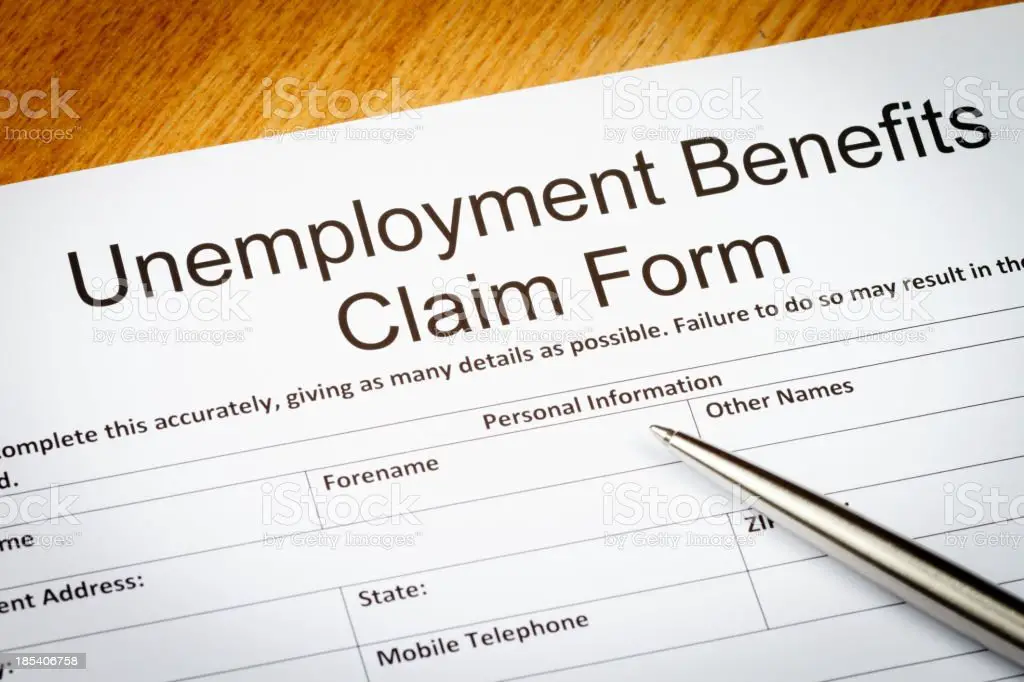 Unemployment Benefits Claim Form Stock Photo