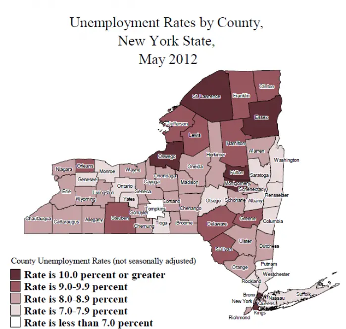 Unemployment rate increases in New York, Cayuga County