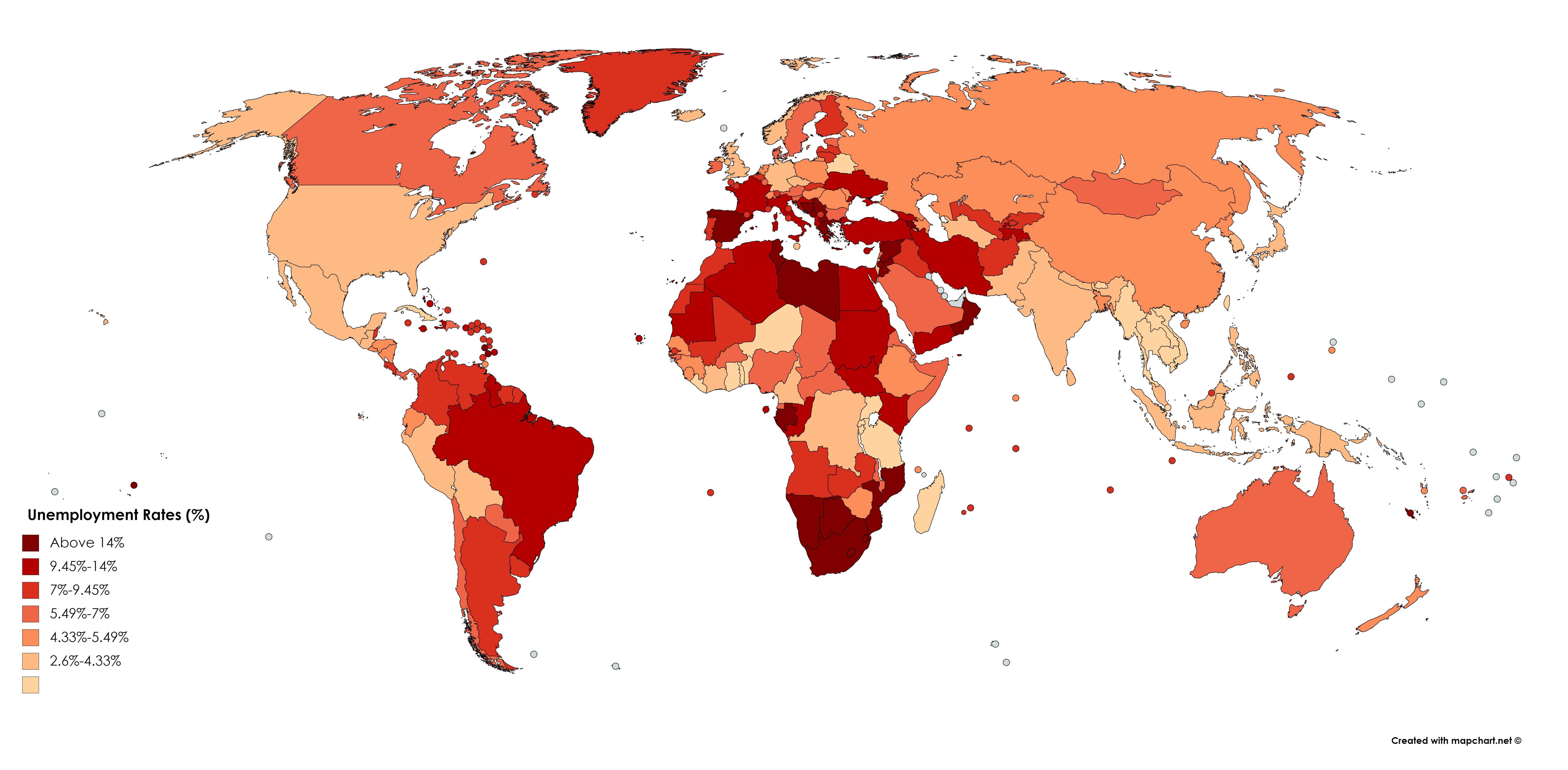 Unemployment rates across the world (June 2018) : MapPorn