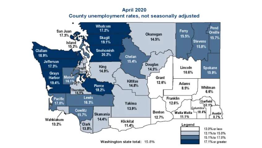 Washington State Unemployment Rate Now at 15.4%  Whitman &  Asotin ...